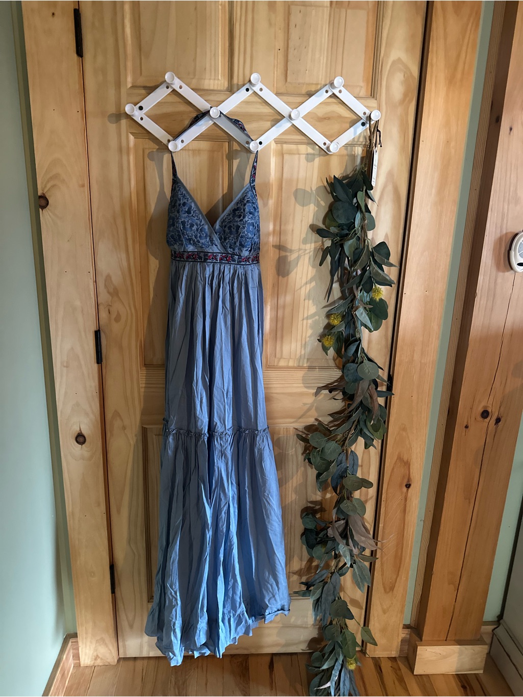 Moda International Light Blue Embroidered Maxi Dress Rare